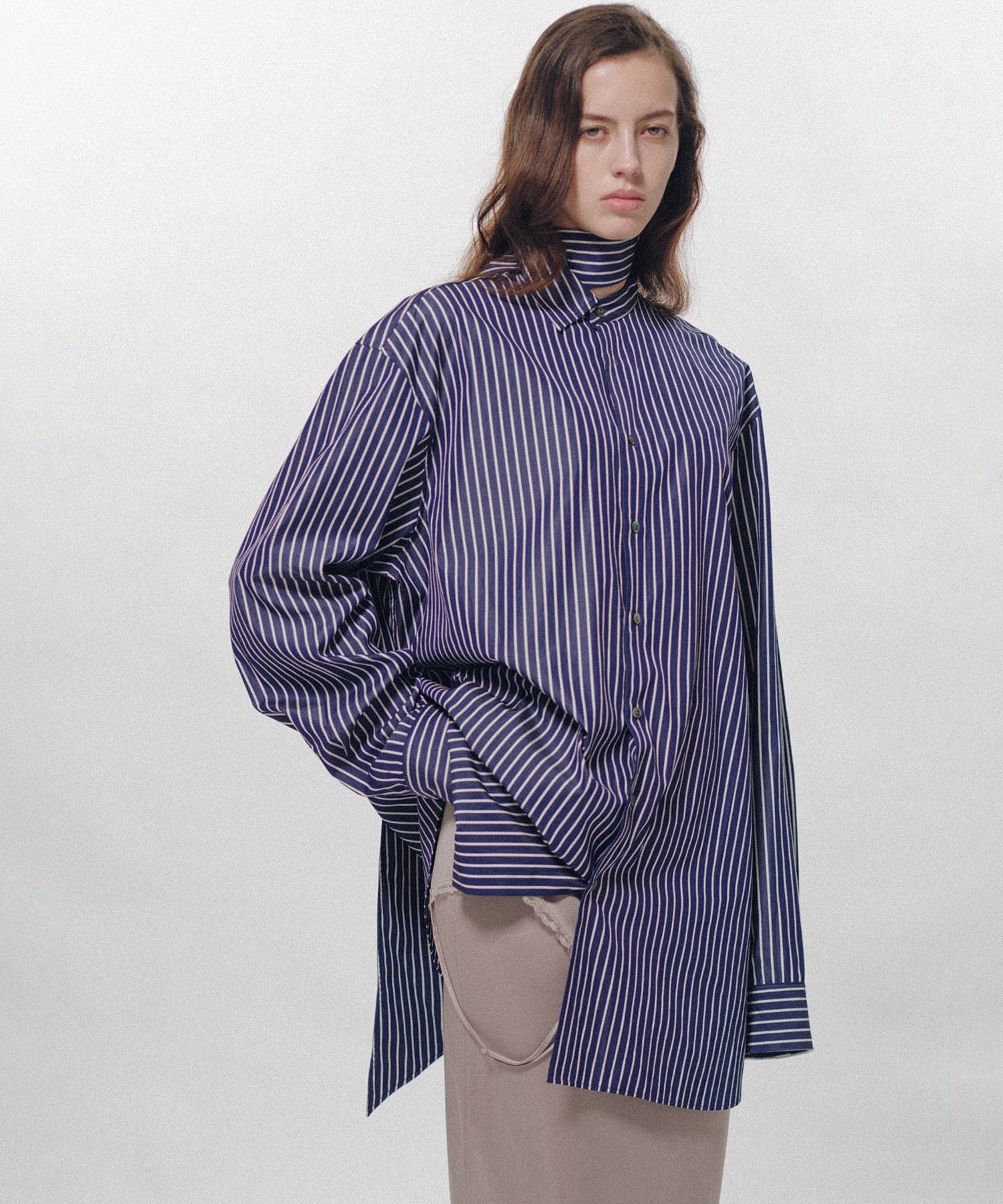 Stripe Long Collar Shirt