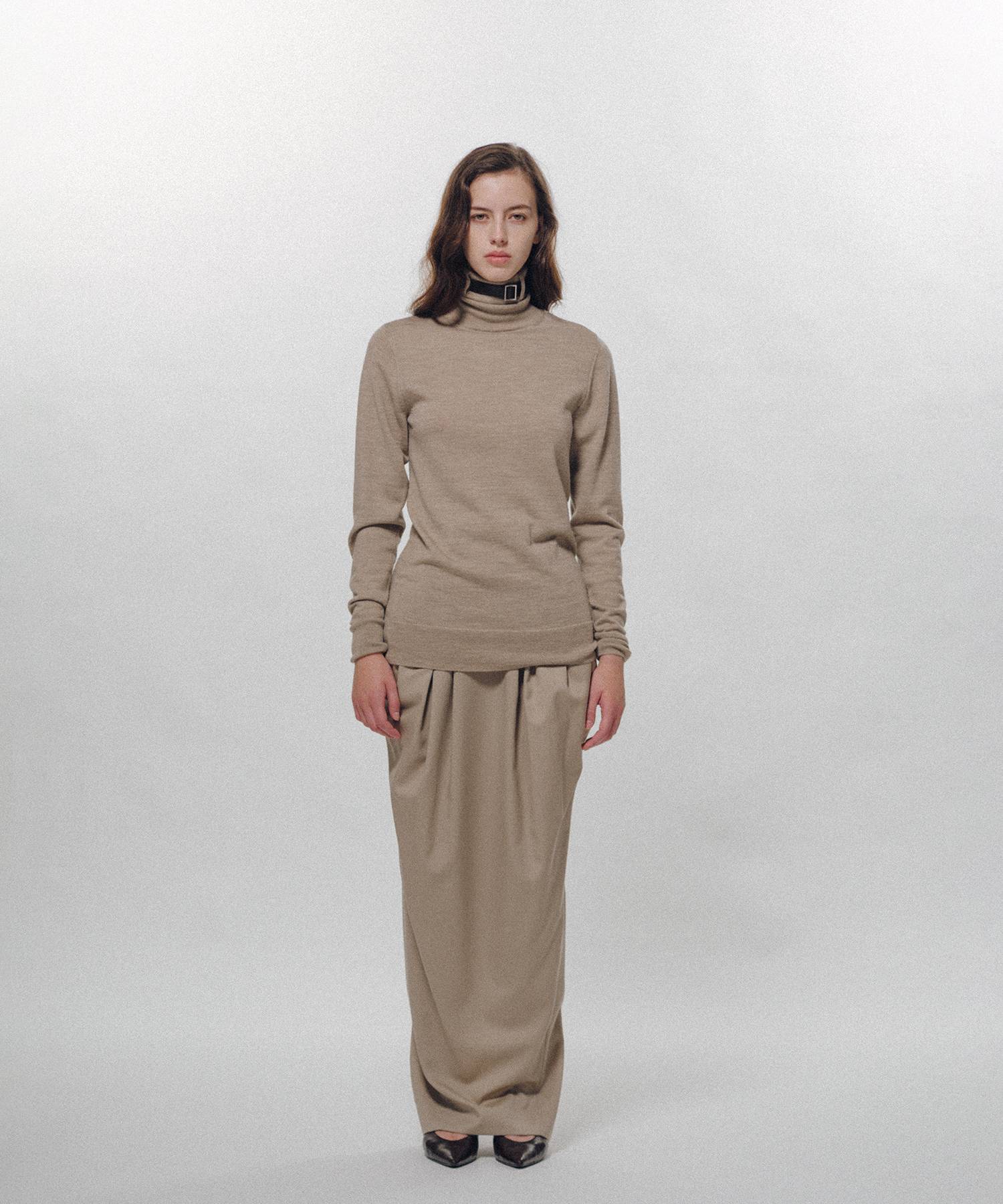 Belted High-Neck Sweater
