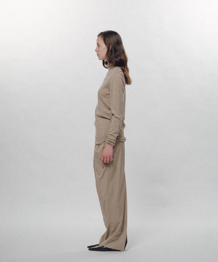 Belted High-Neck Sweater