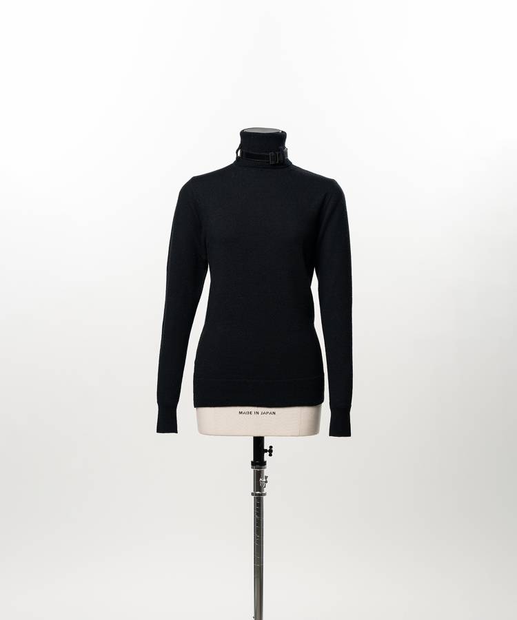 Belted High-Neck Sweater