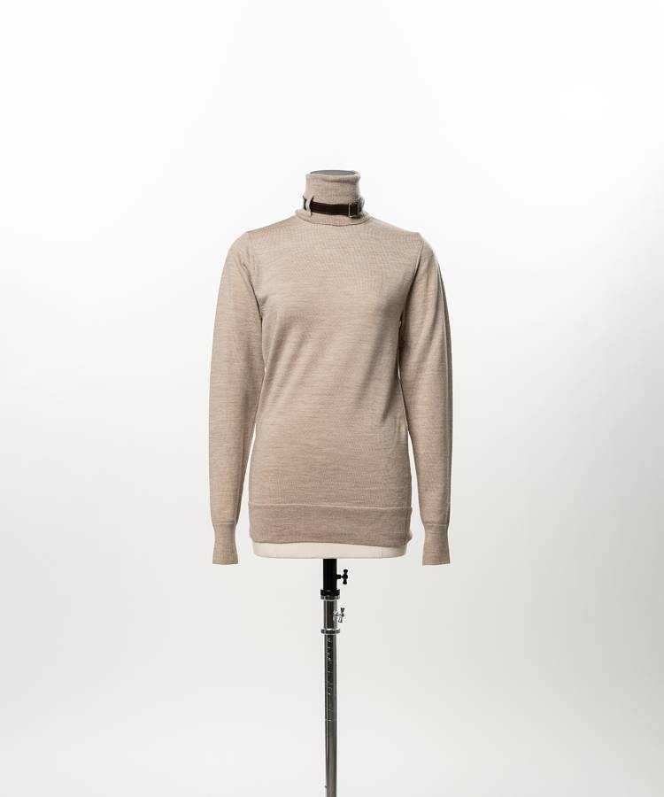 Belted High-Neck Sweater