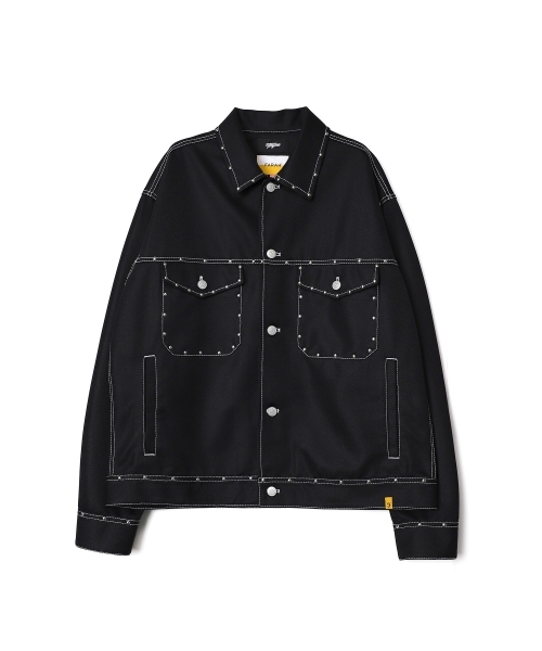 black denim jacket with studs