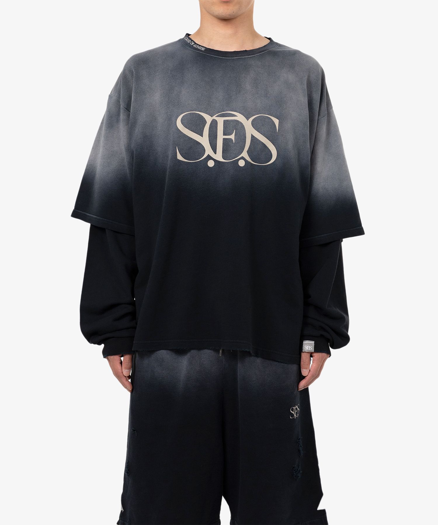 S.O.S Sun Faded Like Layered Sweatshirt