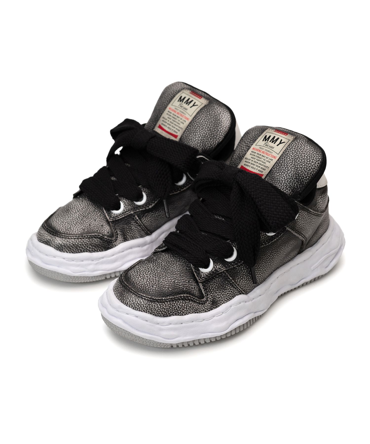 "WAYNE PUFFER" OG Sole Brushed Shrink Leather Low-top Sneaker