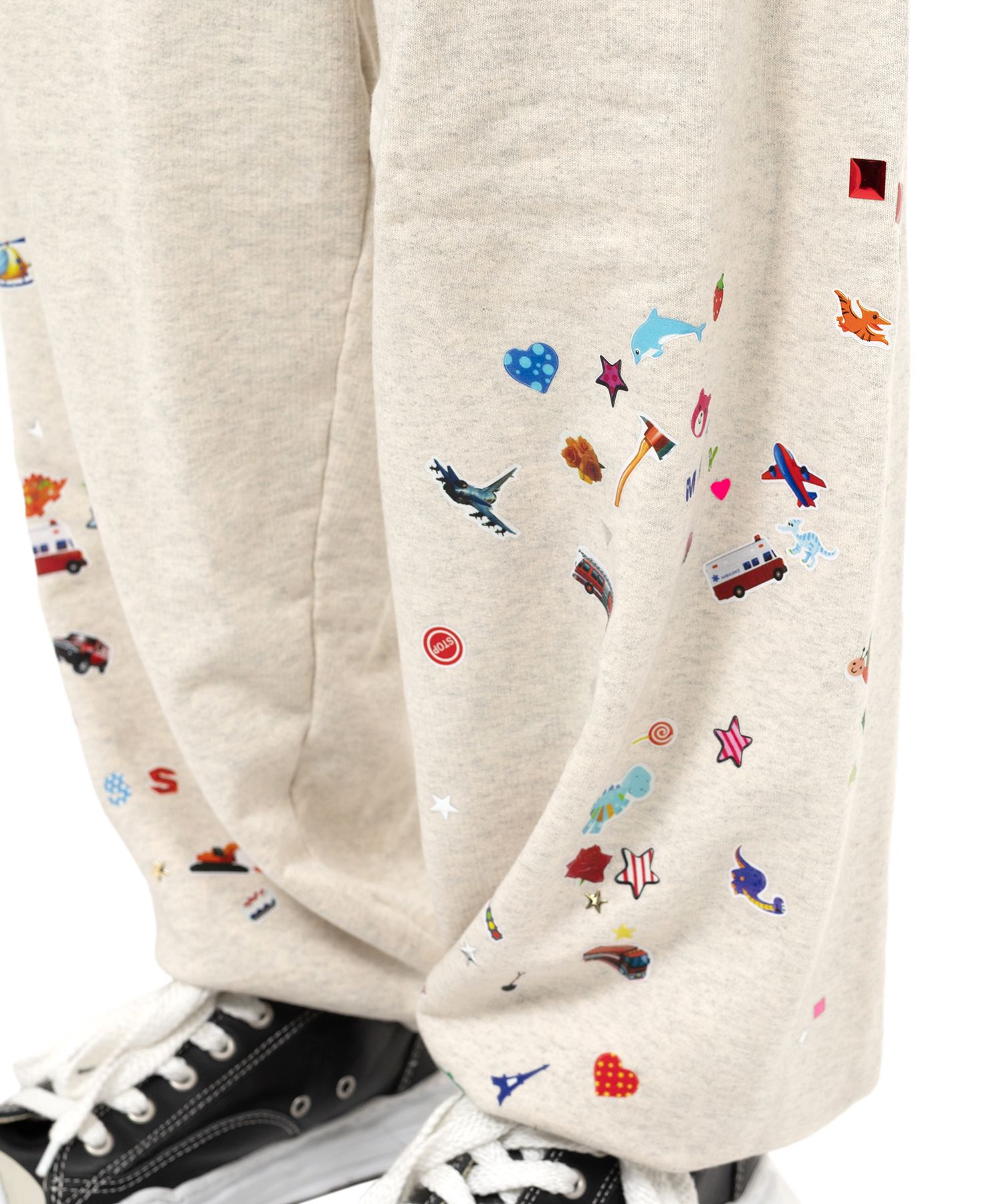 Sticker Printed Sweat Pants ホワイト46