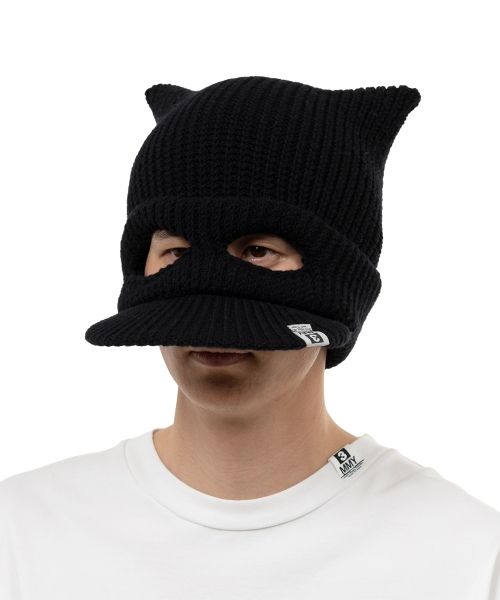 Masked Cat Visor Knit Cap