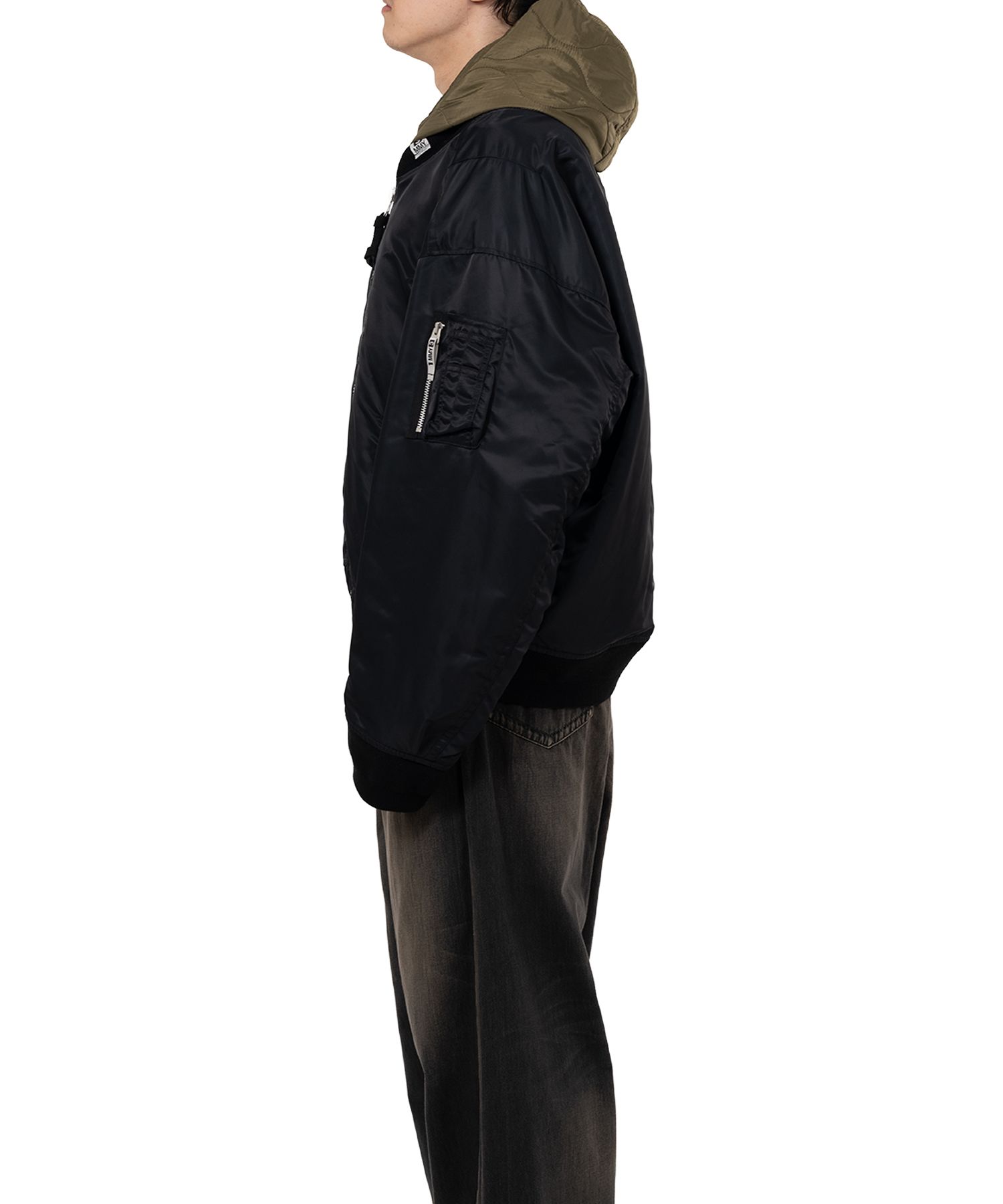 Extended Placket Hood Flight Jacket