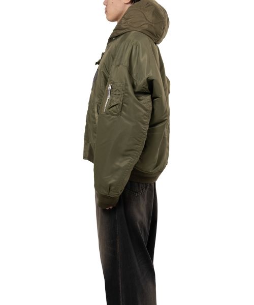 Extended Placket Hood Flight Jacket