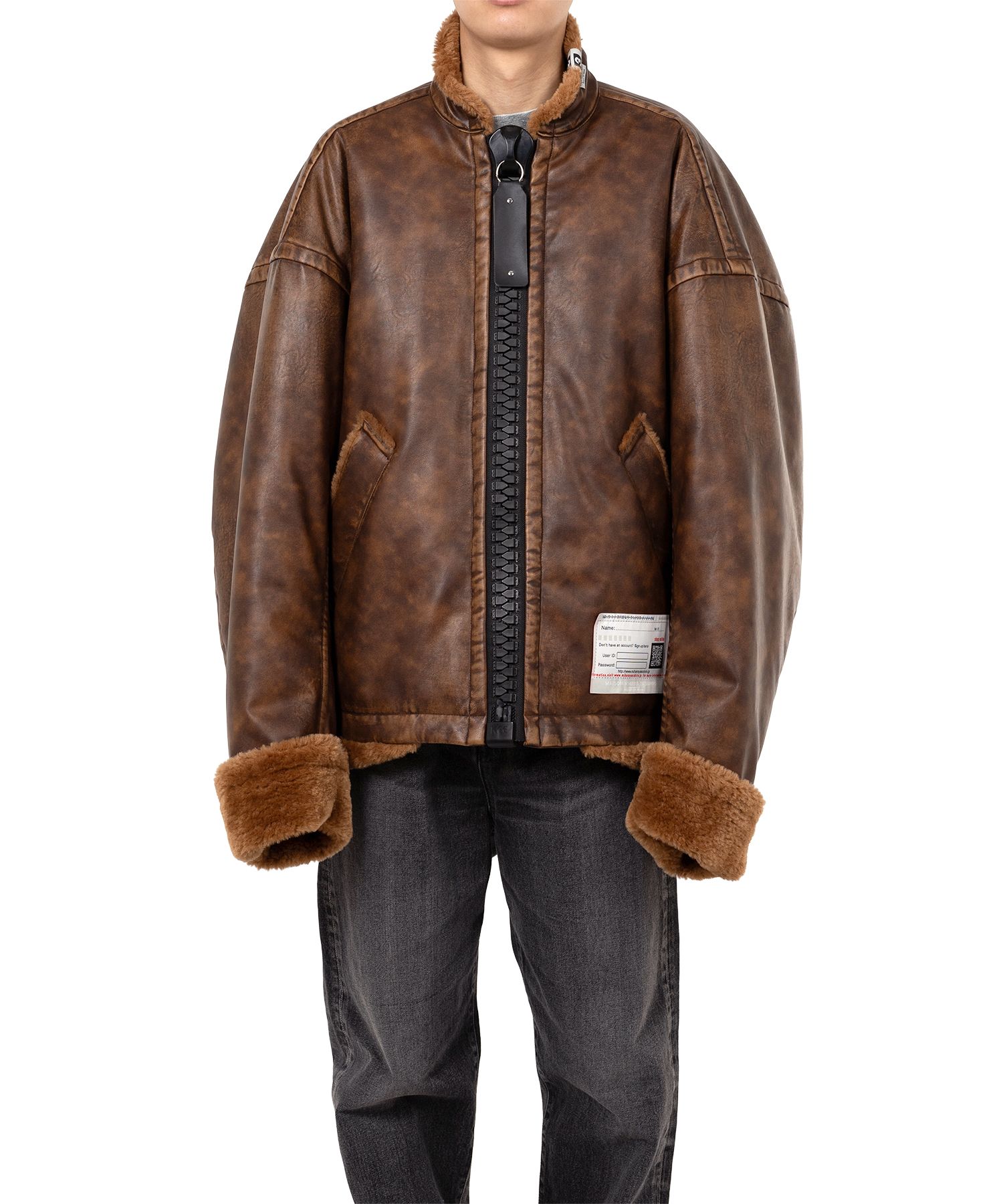 Coated Big Zip Boa Jacket