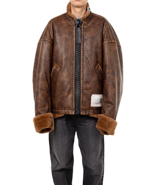 Coated Big Zip Boa Jacket