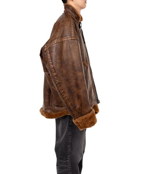 Coated Big Zip Boa Jacket