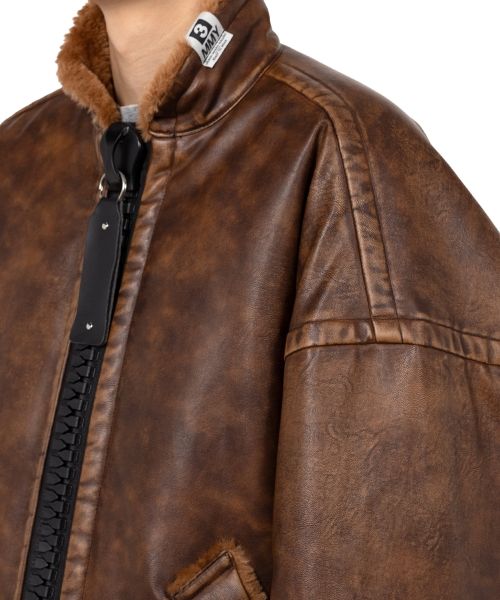 Coated Big Zip Boa Jacket