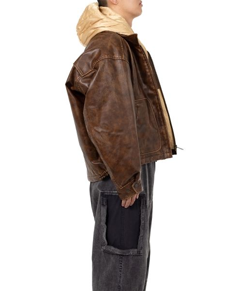 美品　ミハラヤスヒロ　00s サンプル品　フライトジャケット　プリーツ加工　紺 FASCINATE_THE R 2024-25AW 中綿フライトジャケット ストリート