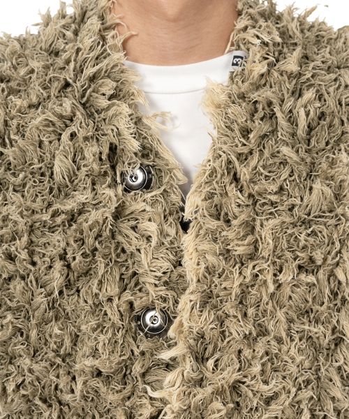 Bleached Shaggy Knit Cardigan