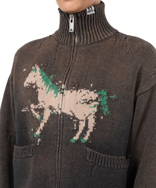 Horse Jacquard Knit Cardigan