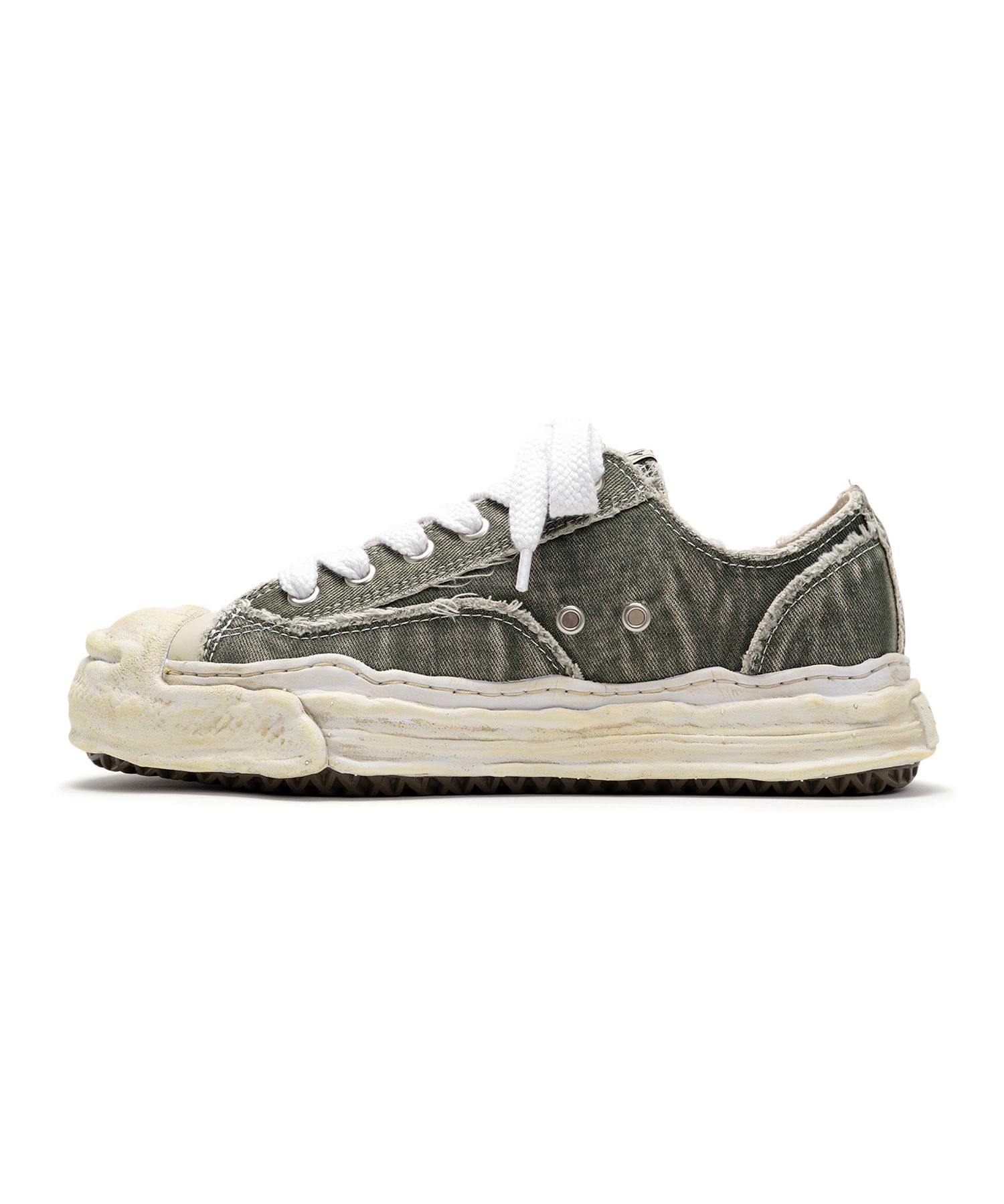 "HANK" OG Sole Bleach-Wash Denim Canvas Low-top Sneaker