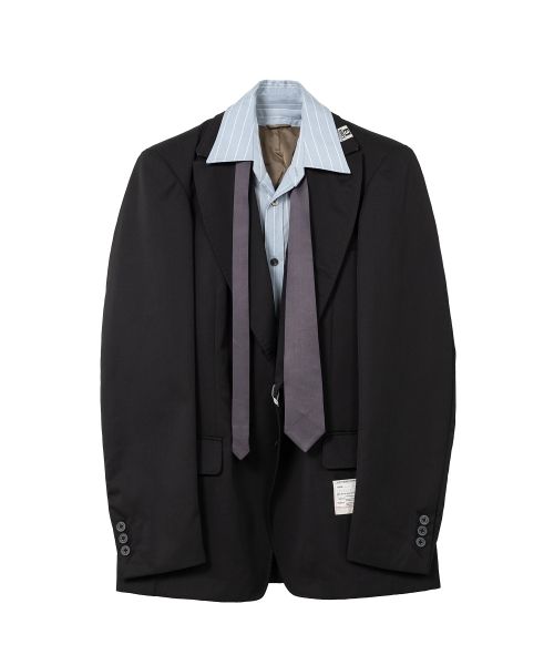 Mix Layered Wool Gabardine Jacket