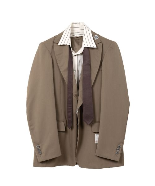 Mix Layered Wool Gabardine Jacket