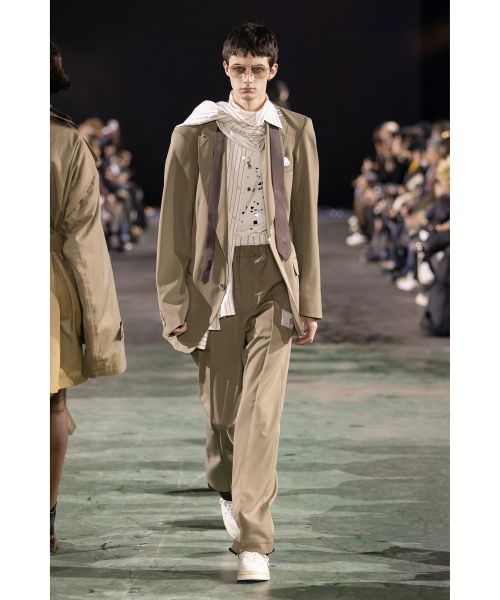 Mix Layered Wool Gabardine Jacket