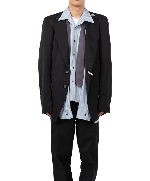 Mix Layered Wool Gabardine Jacket
