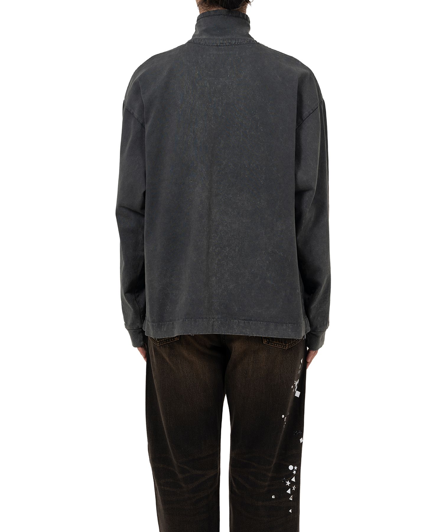 Amateur Sewn Like Half Zip-up Long Sleeve T-shirt