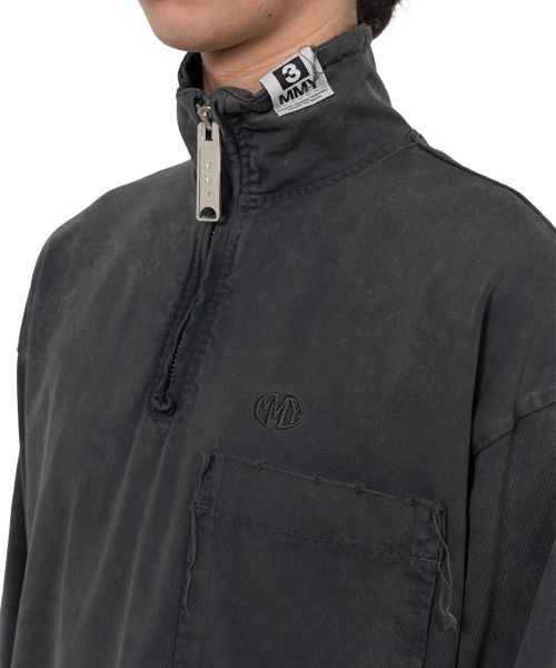 Amateur Sewn Like Half Zip-up Long Sleeve T-shirt