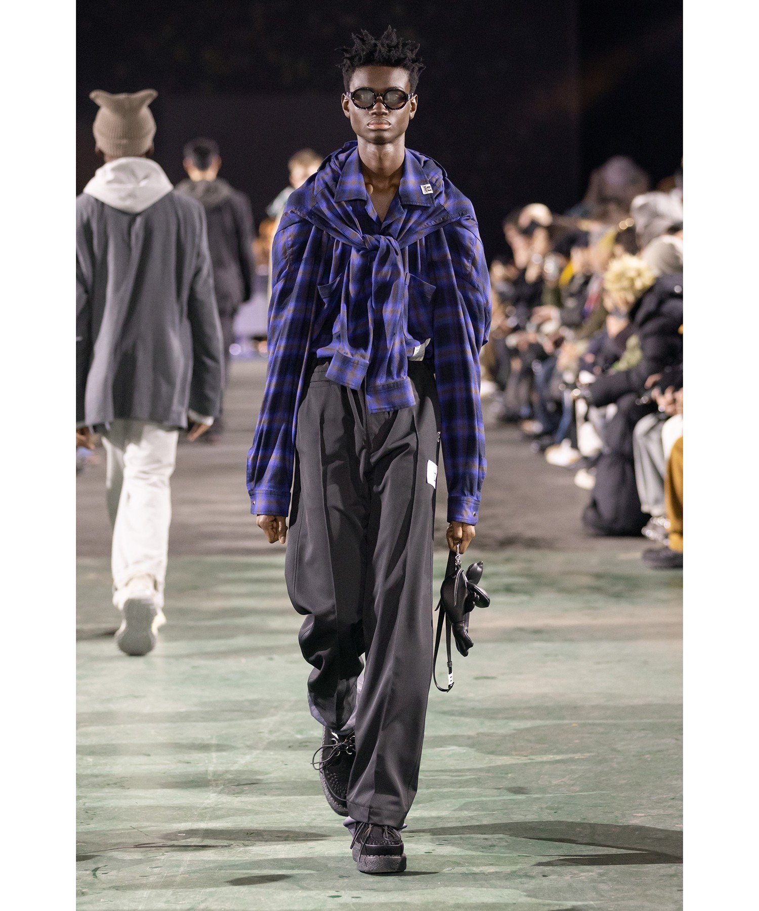 Mix Layered Wool Gabardine Pants