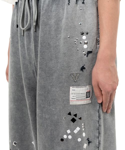 Embellished Bleached Sweat Pants