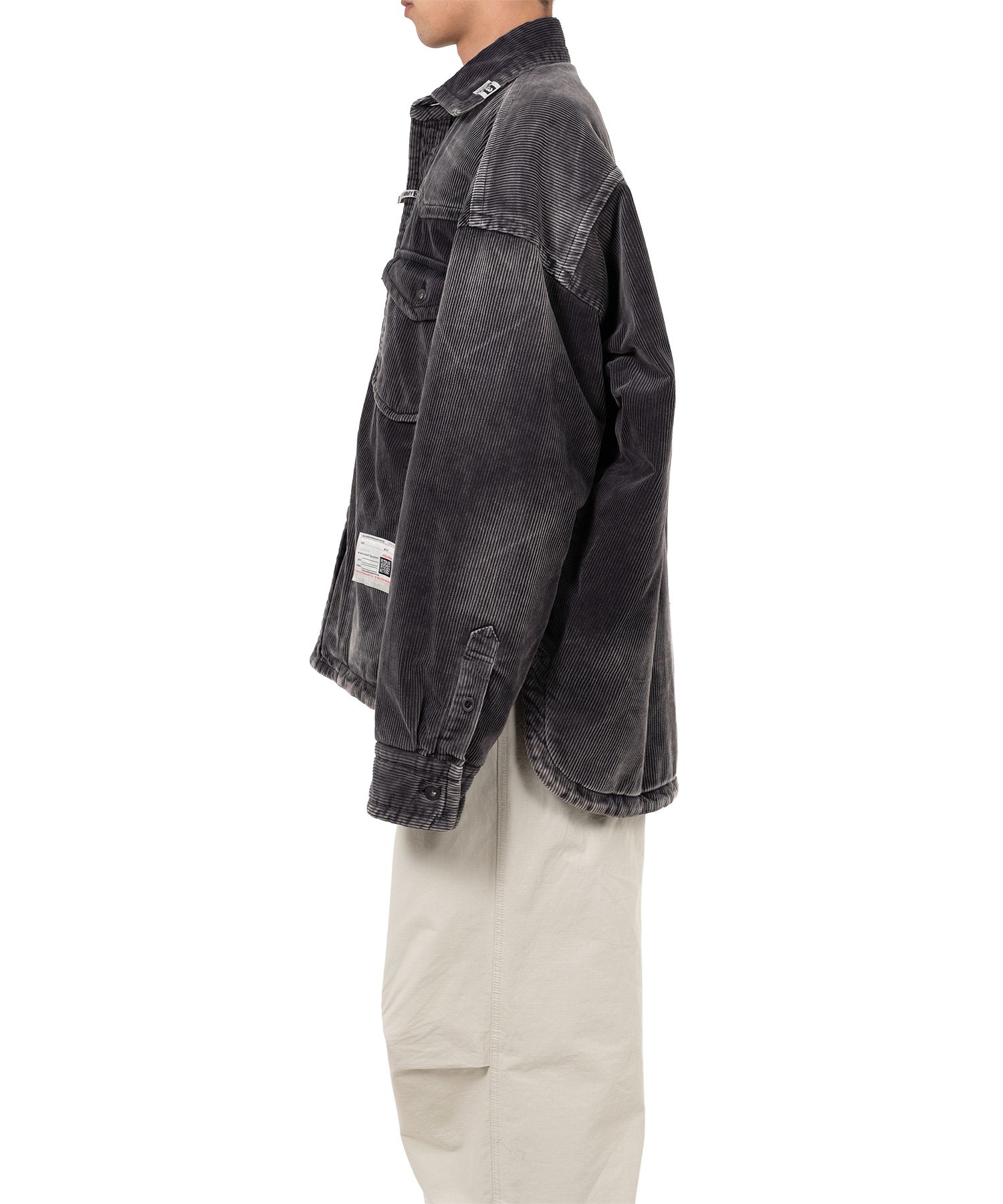 Distressed Corduroy Puffer Shirt