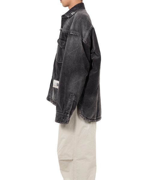 Distressed Corduroy Puffer Shirt