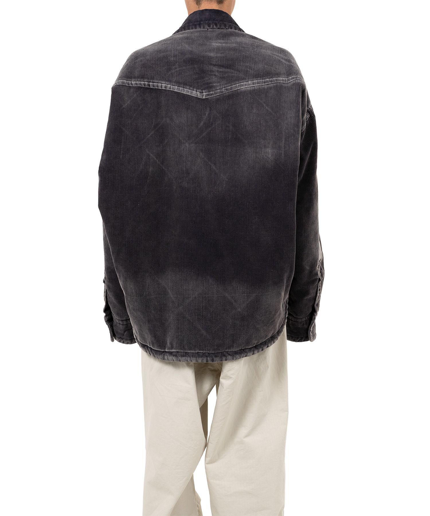 Distressed Corduroy Puffer Shirt