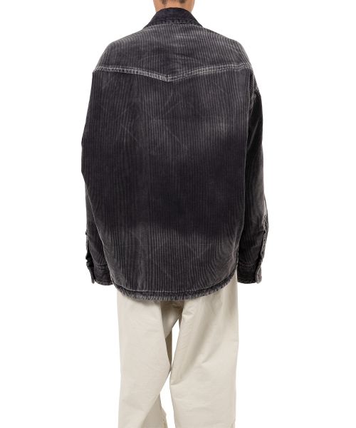 Distressed Corduroy Puffer Shirt