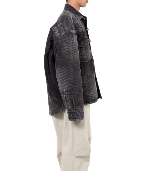 Distressed Corduroy Puffer Shirt