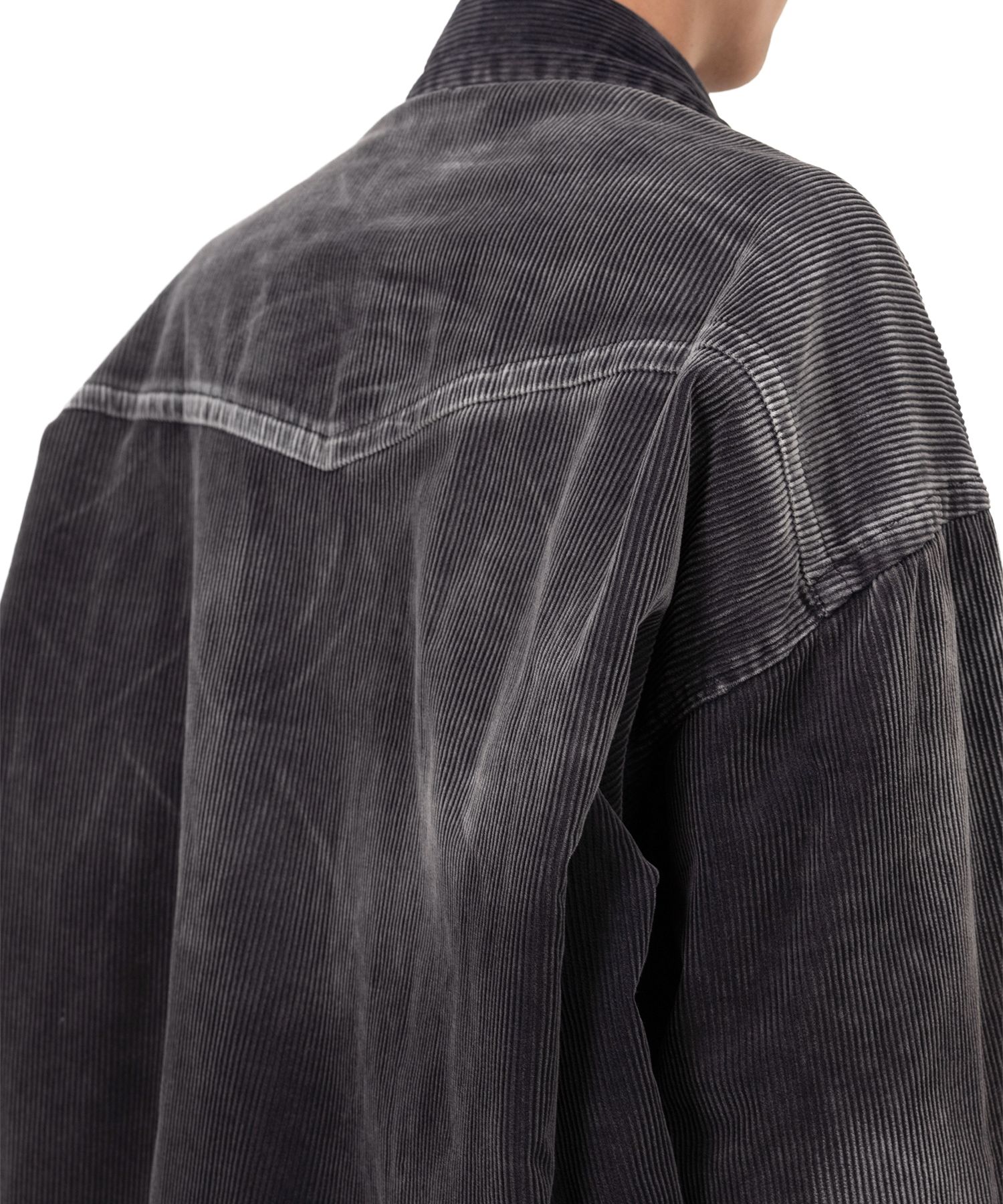 Distressed Corduroy Puffer Shirt