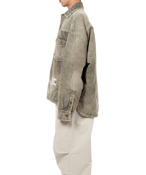 Distressed Corduroy Puffer Shirt