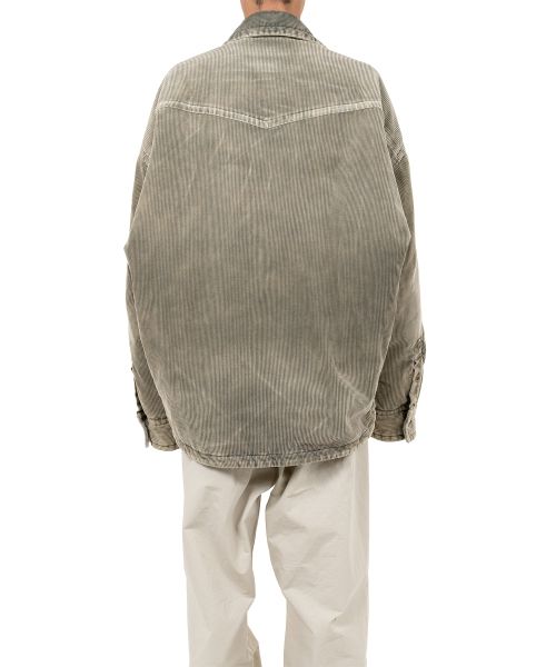 Distressed Corduroy Puffer Shirt