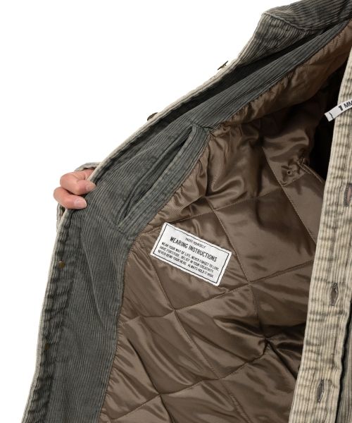 Distressed Corduroy Puffer Shirt