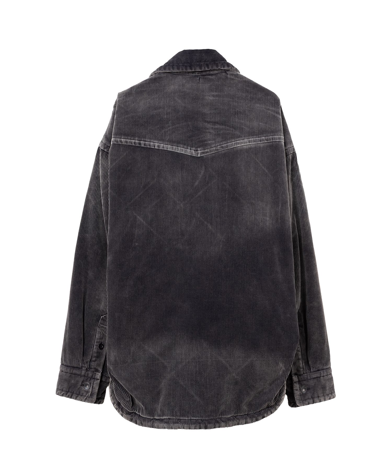 Distressed Corduroy Puffer Shirt