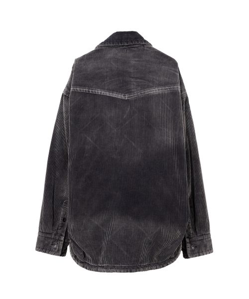 Distressed Corduroy Puffer Shirt