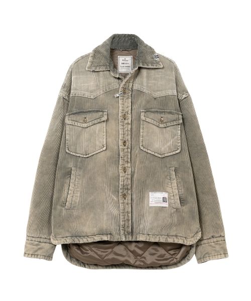 Distressed Corduroy Puffer Shirt