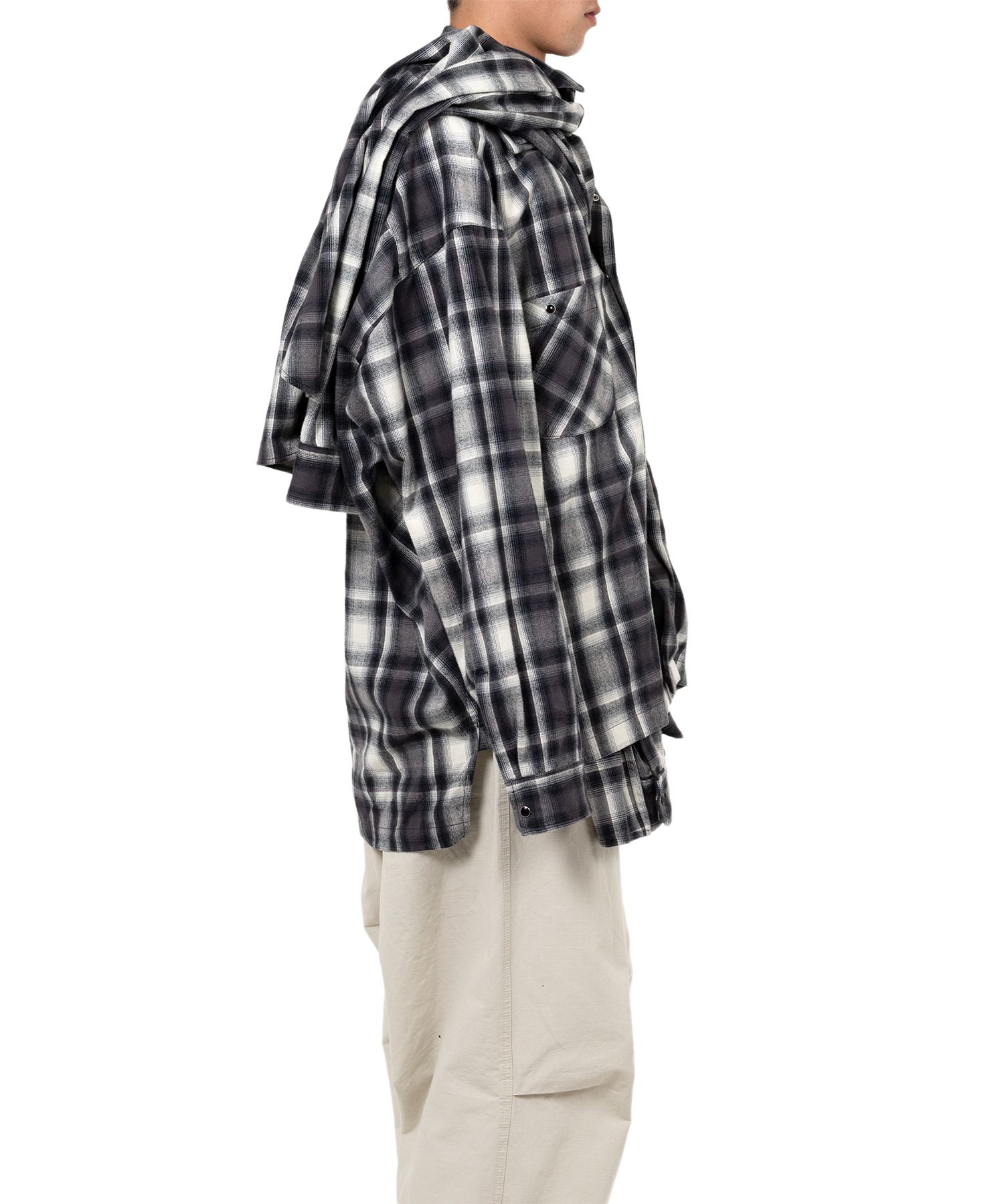 Front Layered Check Shirt