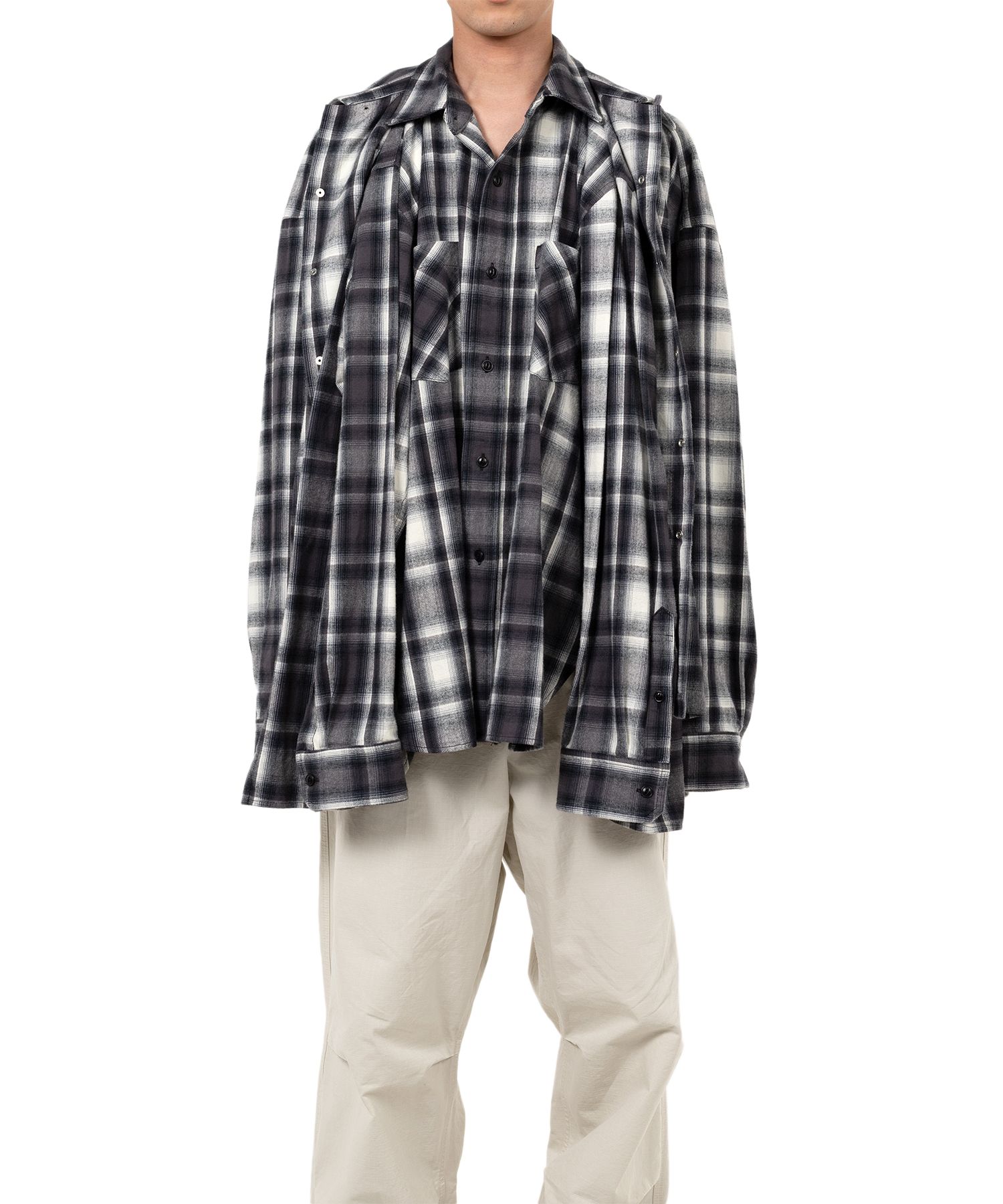 Front Layered Check Shirt