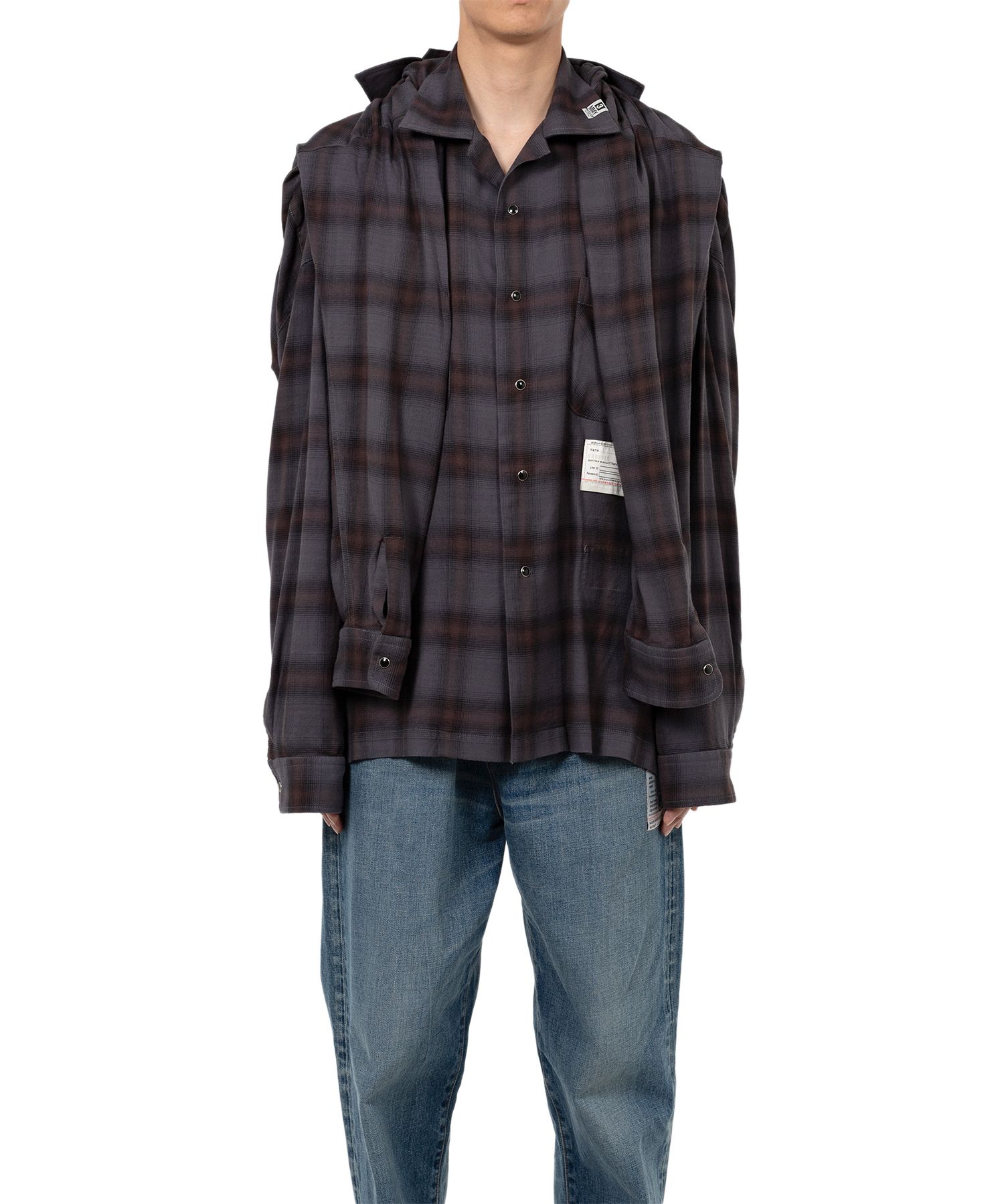 Sleeve Layered Check Shirt