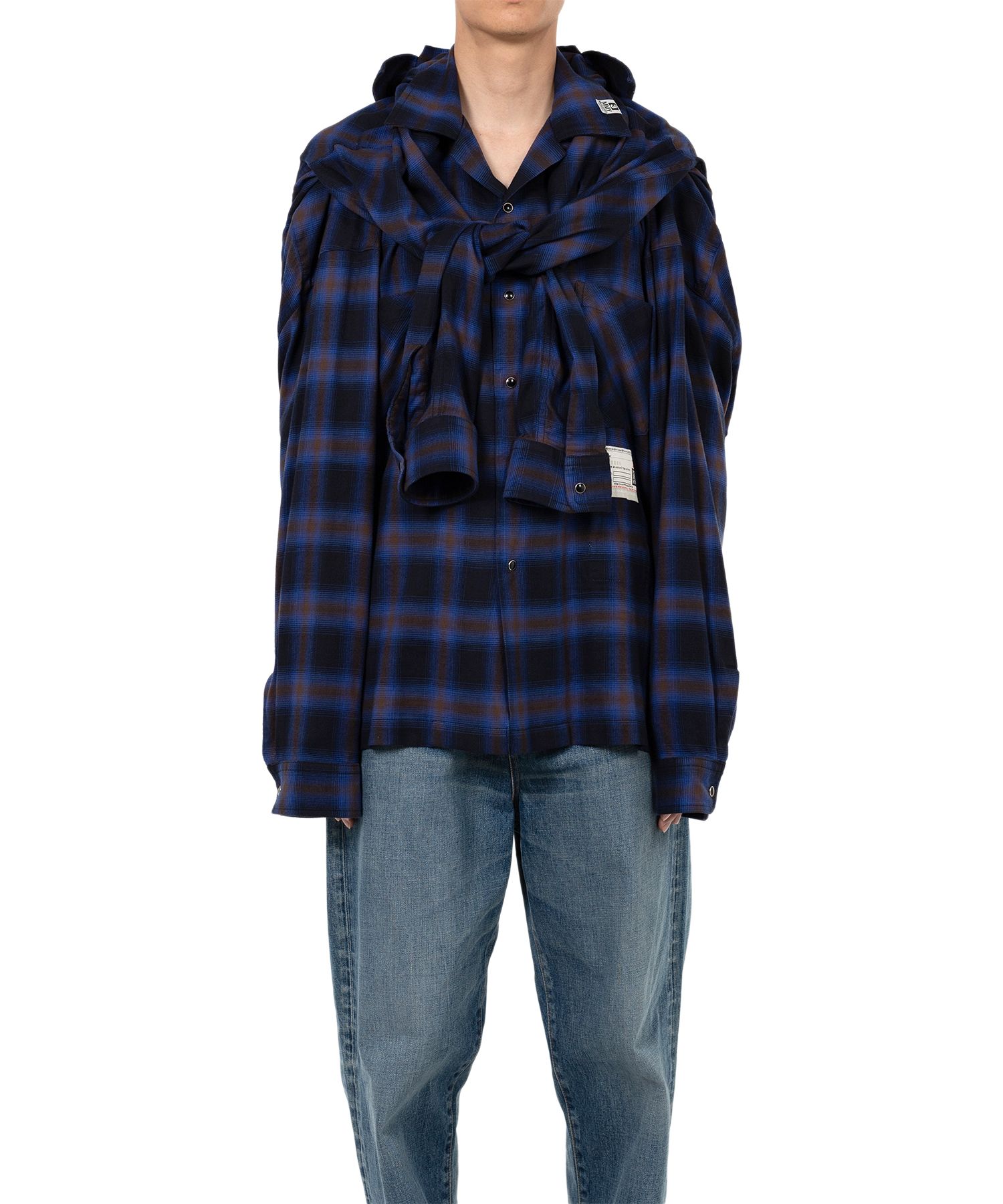Sleeve Layered Check Shirt