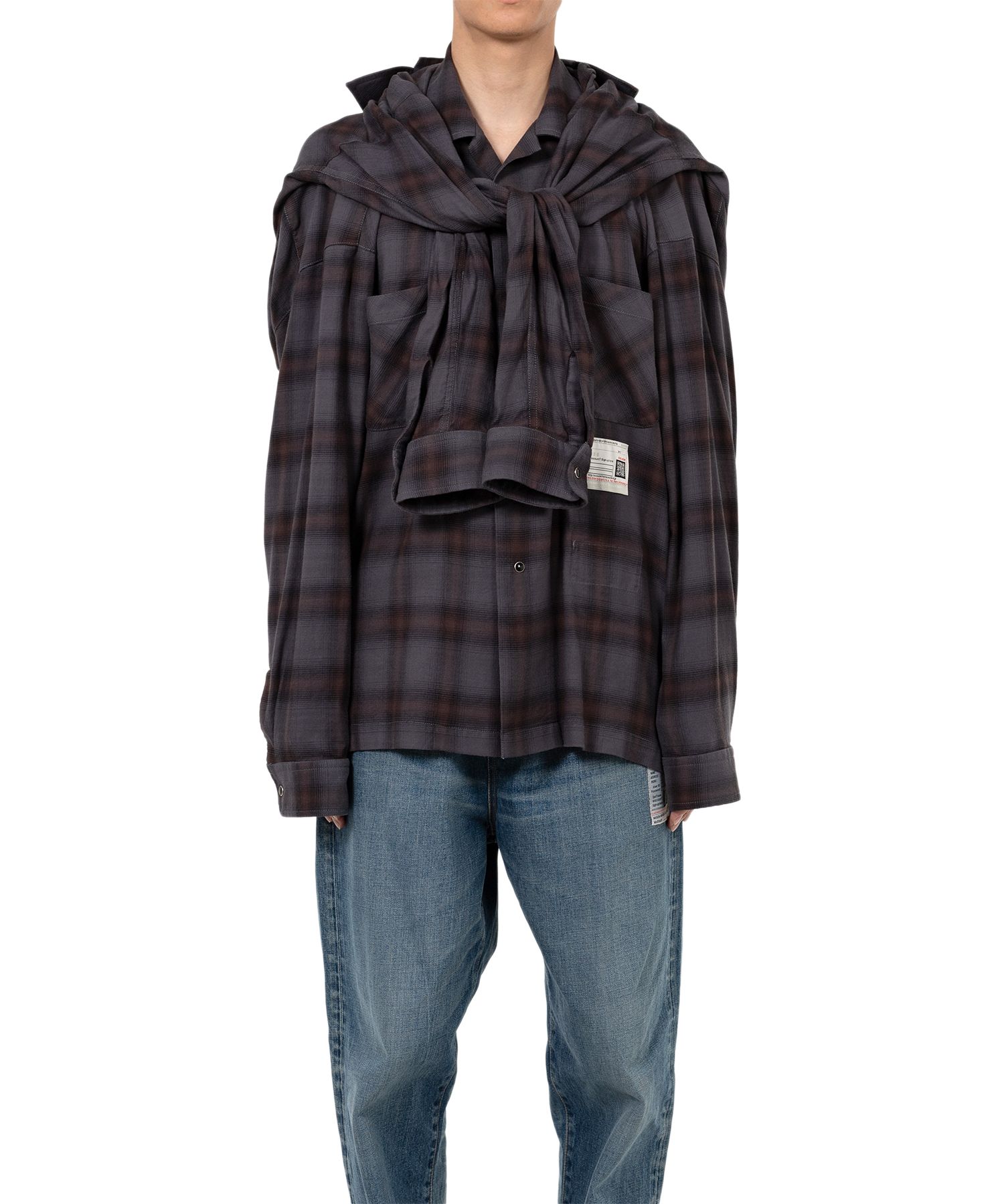 Sleeve Layered Check Shirt