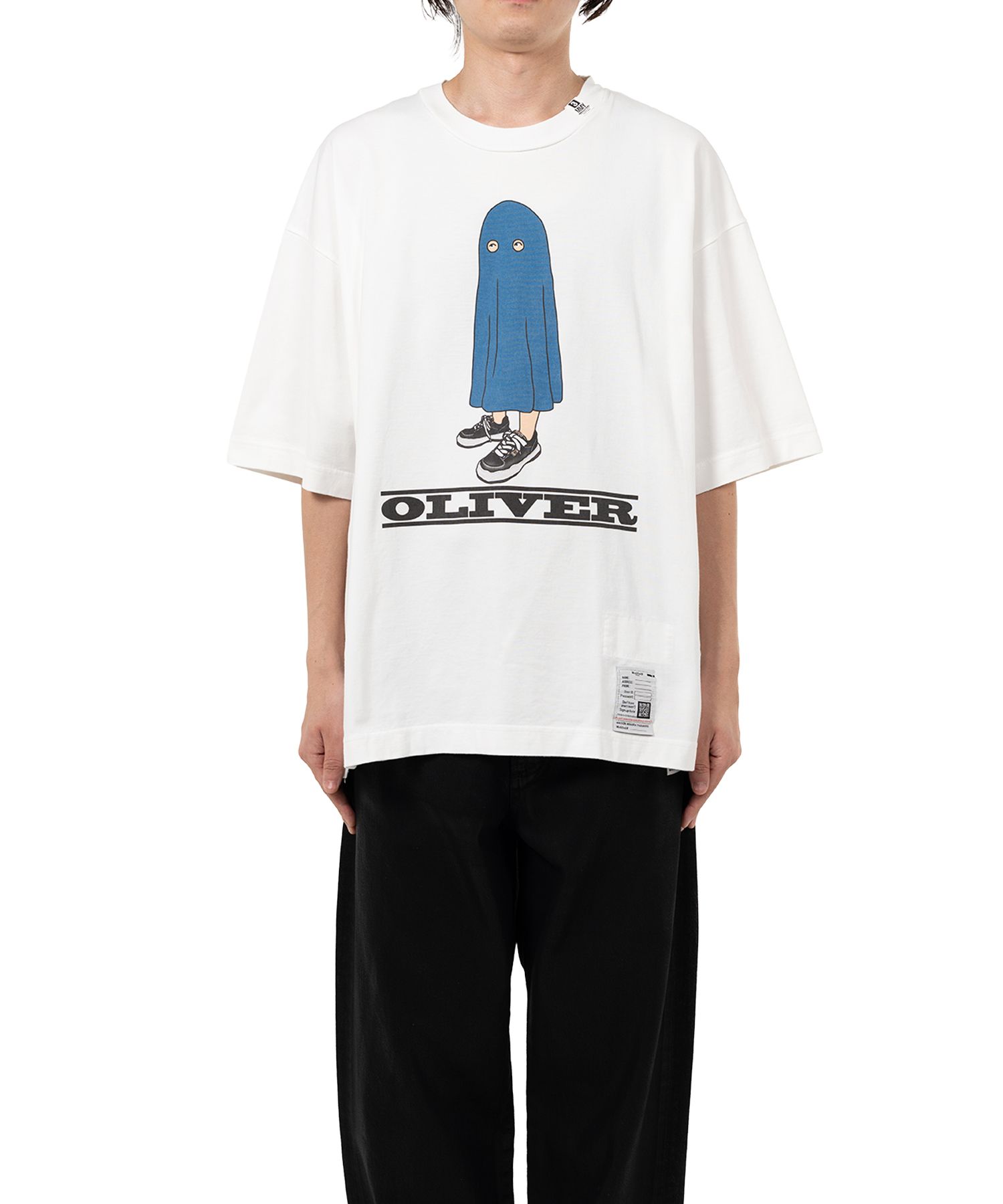 レア/美品【ミハラヤスヒロ】スカル 刺繍 アシンメトリー 半袖Tシャツ 青×白 Maison MIHARA YASUHIRO - レア/美品【ミハラヤスヒロ】スカル