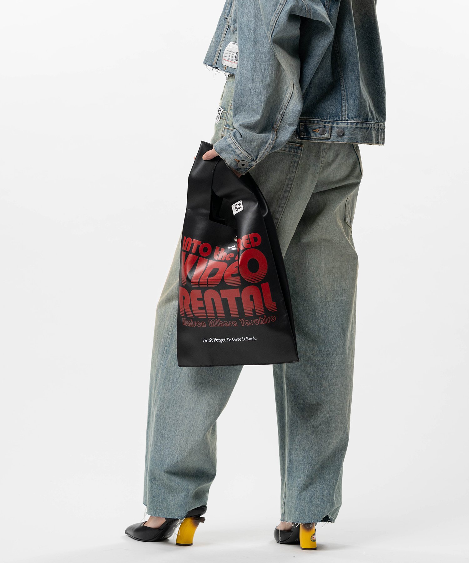 Video Rental Print Leather Shopping Bag