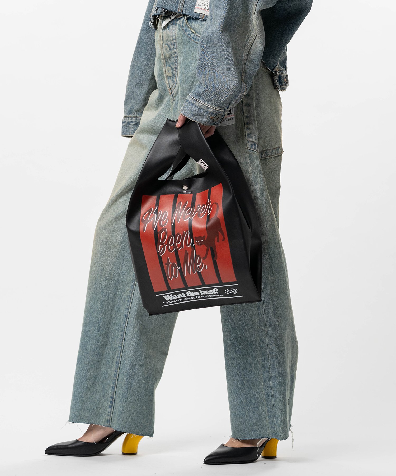 Cat Print Leather Shopping Bag