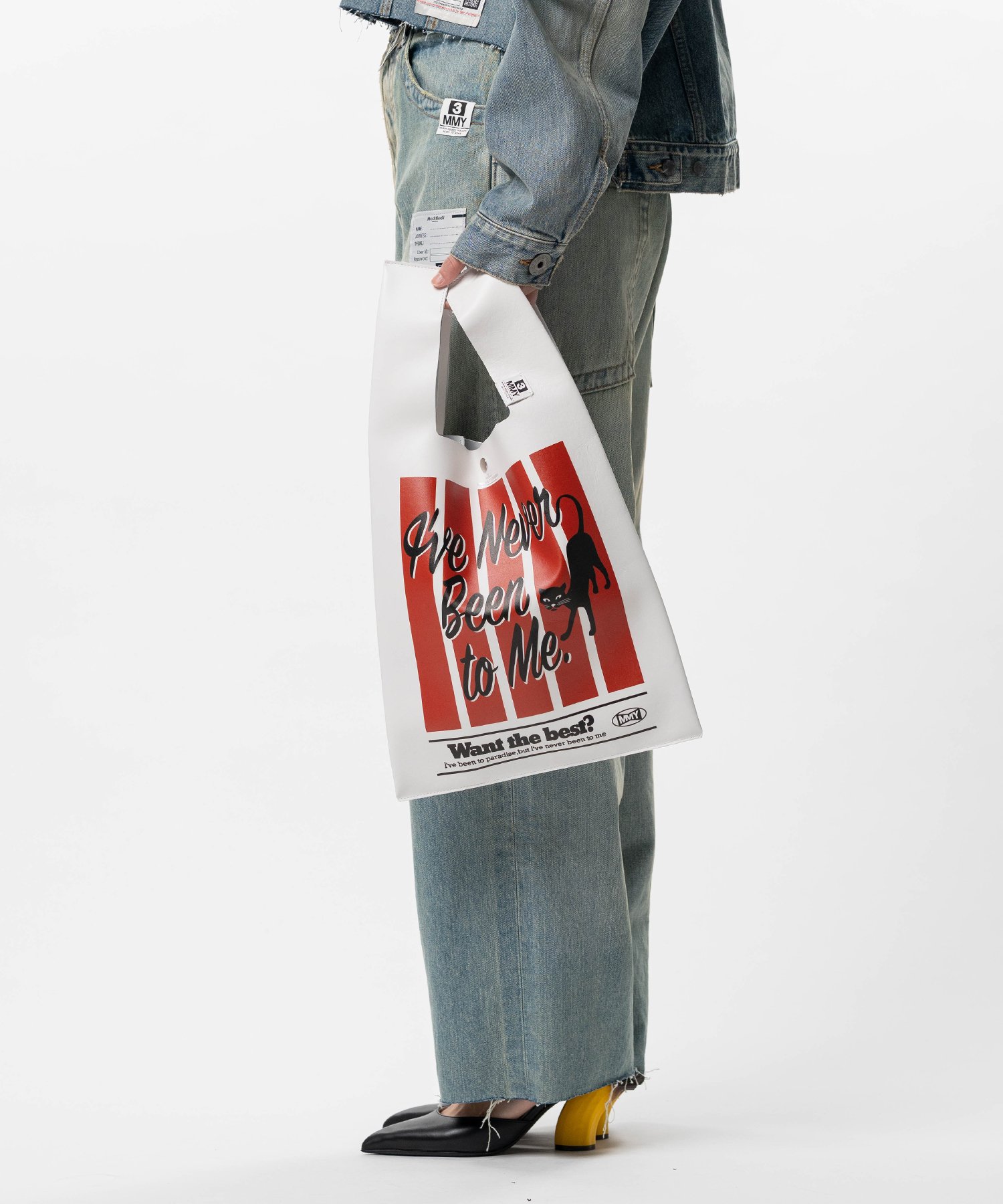 Cat Print Leather Shopping Bag