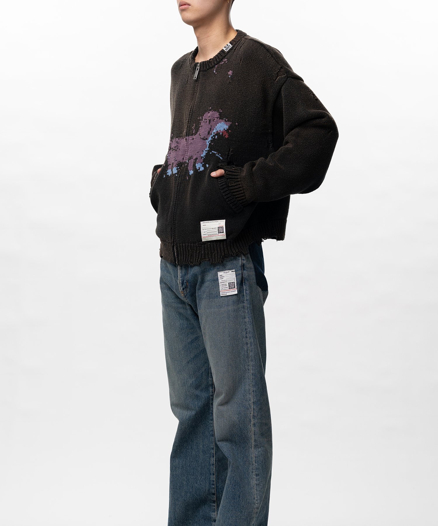 Dog Jacquard Knit Cardigan